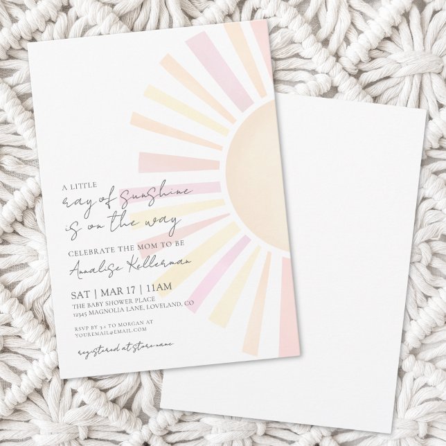 Little Ray Of Sunshine Pink Baby Shower Invitation (Little Ray Of Sunshine Pink Baby Shower Invitation)