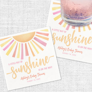 Little Ray Of Sunshine Pink Baby Shower Napkin