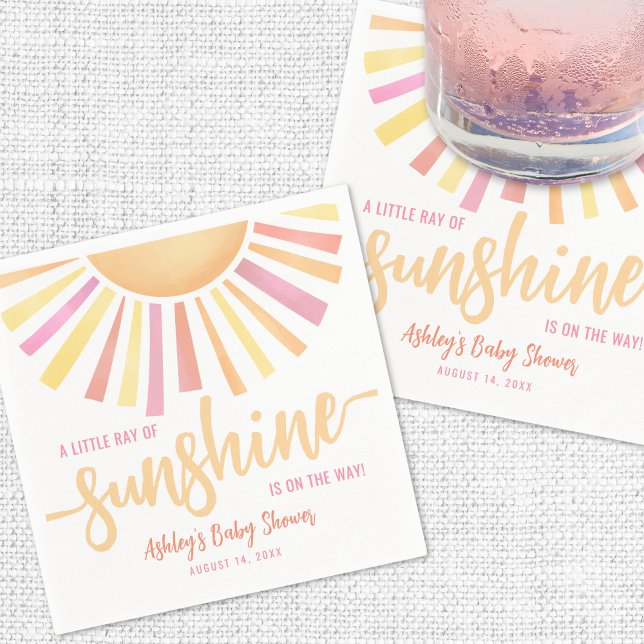 Little Ray Of Sunshine Pink Baby Shower Napkin (Little Ray Of Sunshine Pink Baby Shower Napkins)