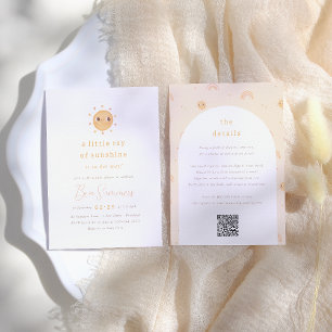 Little Ray of Sunshine QR Girl Baby Shower Invitation