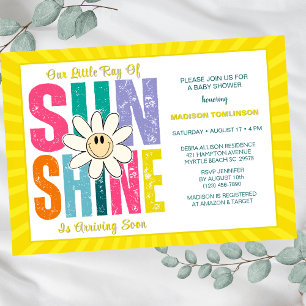 Little Ray of Sunshine Retro Neutral Baby Shower   Invitation