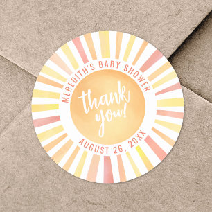 Little Ray Of Sunshine Sun Baby Shower Classic Round Sticker