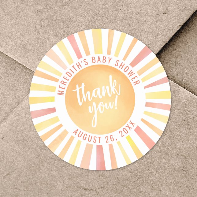 Little Ray Of Sunshine Sun Baby Shower Classic Round Sticker (Little Ray Of Sunshine Sun Baby Shower Classic Round Sticker )