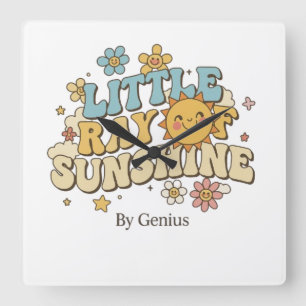 Little Ray of Sunshine T-Shirt, Groovy Retro 70s C Square Wall Clock