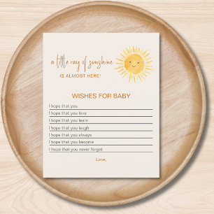 Little Ray Of Sunshine Wishes For Baby Shower Game