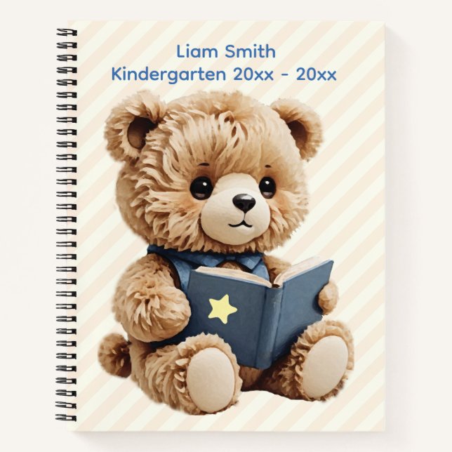 Little Reading Bear with Stripes Notebook (Front)