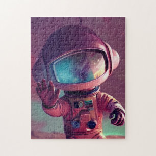 Little Red Alien Astronaut Jigsaw Puzzle
