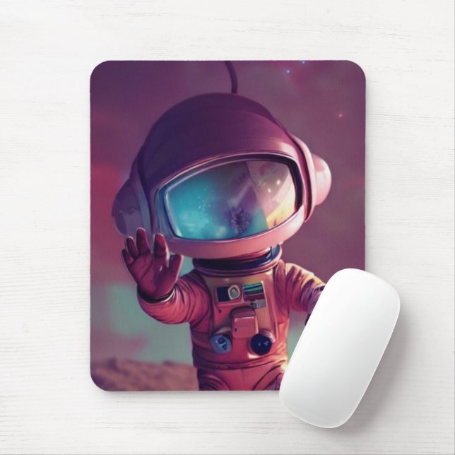 Little Red Alien Astronaut  Mouse Pad (With Mouse)