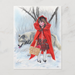 Little red and bad wolf christmas card