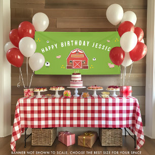 Little Red Barn Farm Happy Birthday Banner