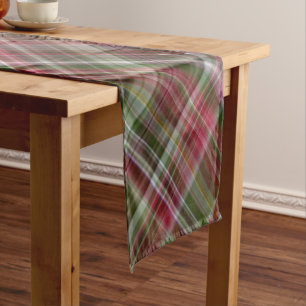 Little Red Berries Red and Green Plaid Short Table Runner