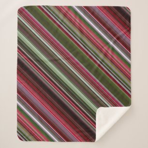 Little Red Berries Red and Green Stripe Sherpa Blanket