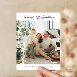 Little Red Bow, Modern Minimalist Family Photo Postcard