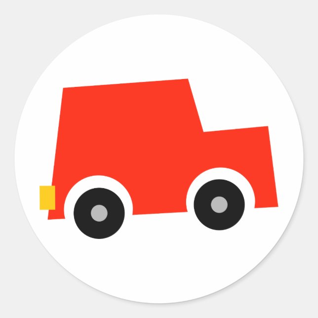 Little Red Car Classic Round Sticker (Front)