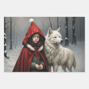 Little Red Christhmas Gift Wrapping Paper Sheet
