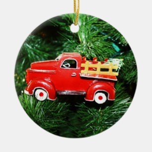 Little Red Christmas Pick-up Truck Ornament