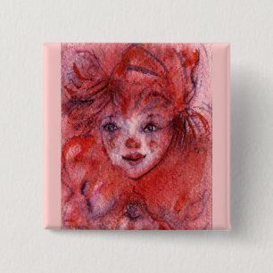 LITTLE RED CLOWN 15 CM SQUARE BADGE