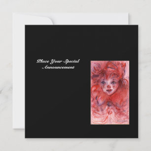 LITTLE RED CLOWN,Pink Black Birthday Party Invite