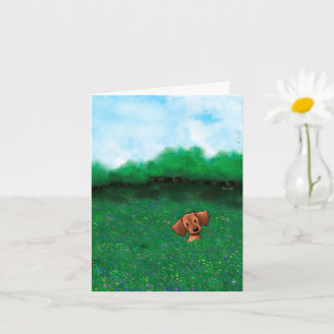 Little Red Dachshund Dog Card