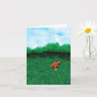 Little Red Dachshund Dog Card