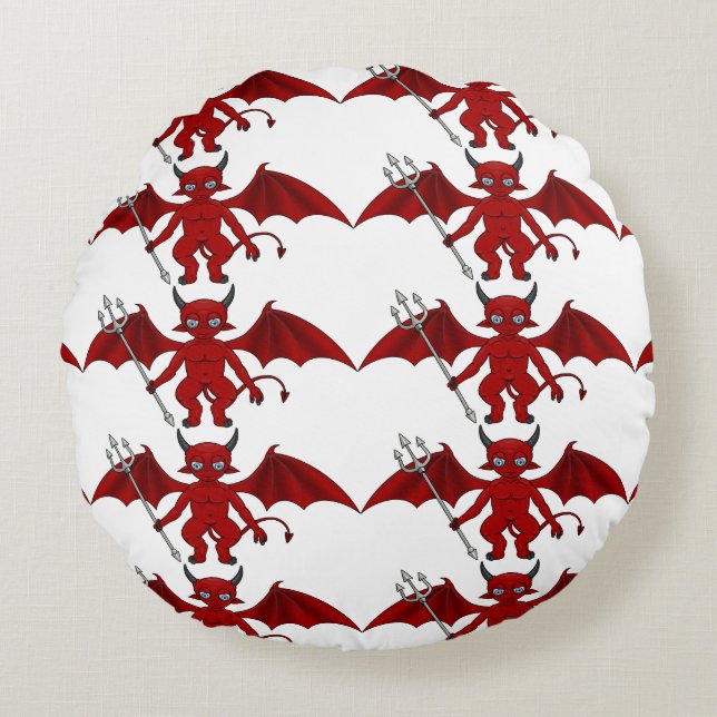 Little Red Devil Thunder_Cove Round Cushion (Front)