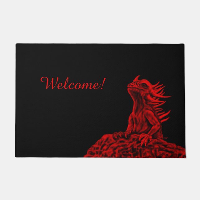Little red Dragon Doormat (Front)