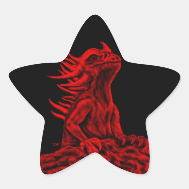Little red Dragon Star Sticker (Front)
