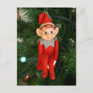 Little red elf holiday postcard