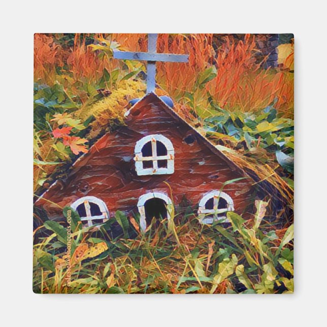 Little Red Fairy House  Magnet (Front)