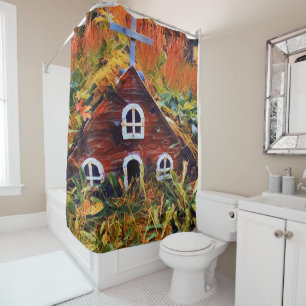 Little Red Fairy House Shower Curtain