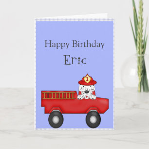 Little Red Fire Truck, Dalmatian Birthday Card