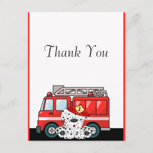 Little Red Fire Truck, Dalmatian Birthday Postcard
