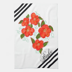 Little Red Floral Designer Kitchen Towel