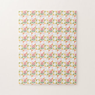 Little red flower quilt block jigsaw puzzle