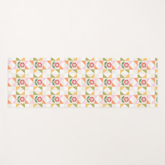 Little red flower quilt block yoga mat