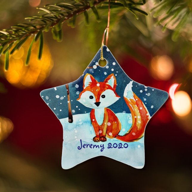 Little Red Fox in Snow Ceramic Ornament (Creator Uploaded)