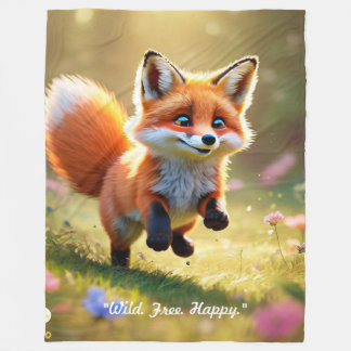 "Little Red Fox Play" Fleece Blanket