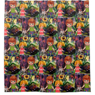 Little Red Hair Paper Doll Shower Curtain