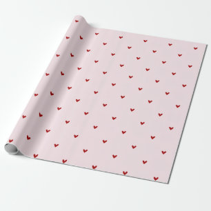 Little Red Hears Pink Valentine'sDay Wrapping Paper