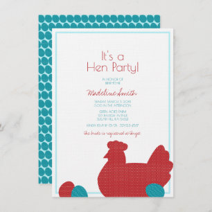 little red hen COUNTRY KITCHEN bridal shower party Invitation