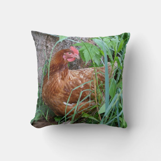 Little Red Hen in the Grass Cushion (Front)