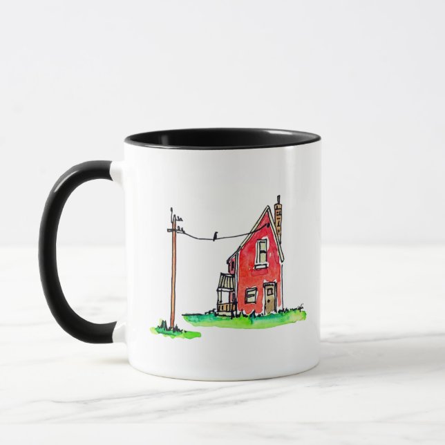 Little Red House with Power Line Mug (Left)