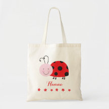 Little Red Ladybug Personalised Bag Tote  for Girl