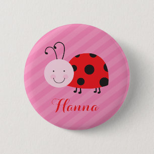 Little Red Ladybug Personalised Pin Button