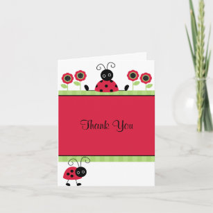 Little Red Ladybugs Thank You Note Card