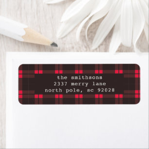 Little Red Ribbon Plaid Holiday Return Address Label