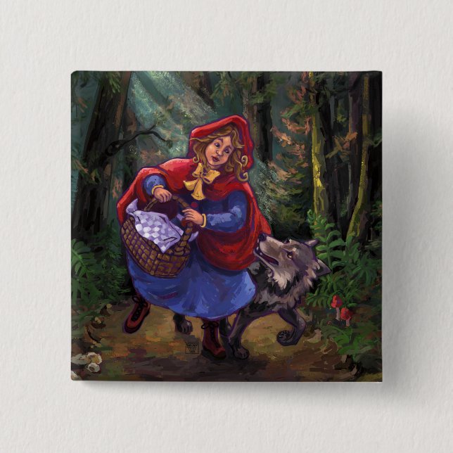 Little Red Riding Hood 15 Cm Square Badge (Front)