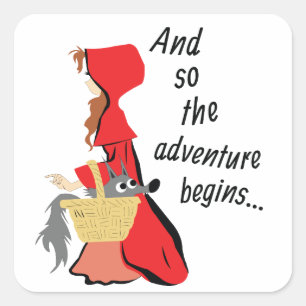Little Red Riding Hood and Her Wolf Pup Square Sticker