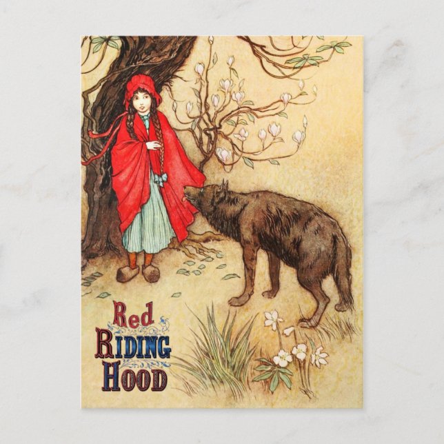 Little Red Riding Hood and the Big Bad Wolf Postcard (Front)