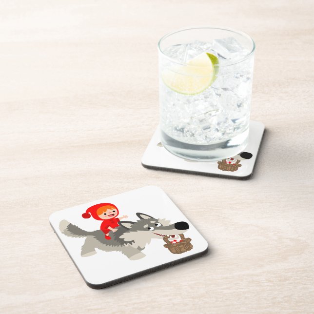 Little Red Riding Hood and The Wolf Coasters Set (Right Side)